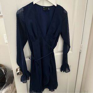 Navy Blue Long Sleeve Maternity Dress